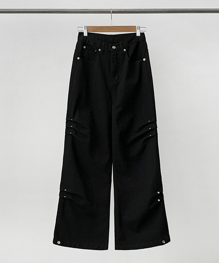 型格Style側打褶鉚釘牛仔褲