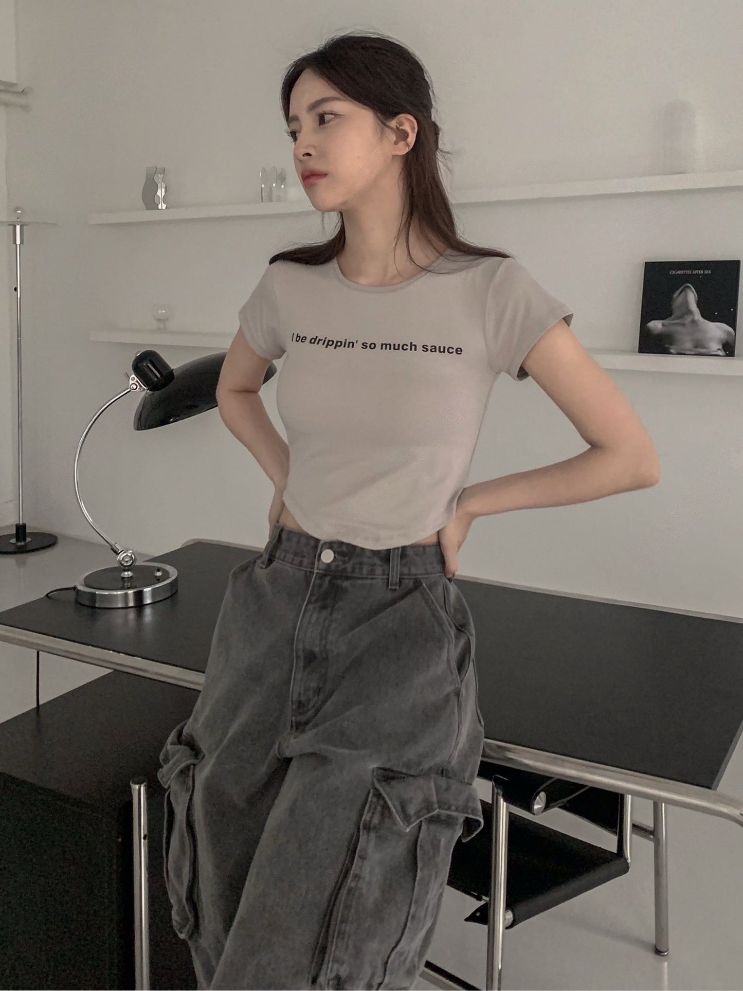 簡約字母Crop Tee