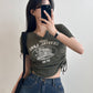 Vintage lake print crop tee