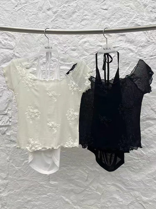 爆單～溫柔刺繡短袖套裝