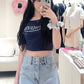 韓網熱賣🇰🇷美式字母斜肩tee