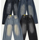 Folding wide denim pants