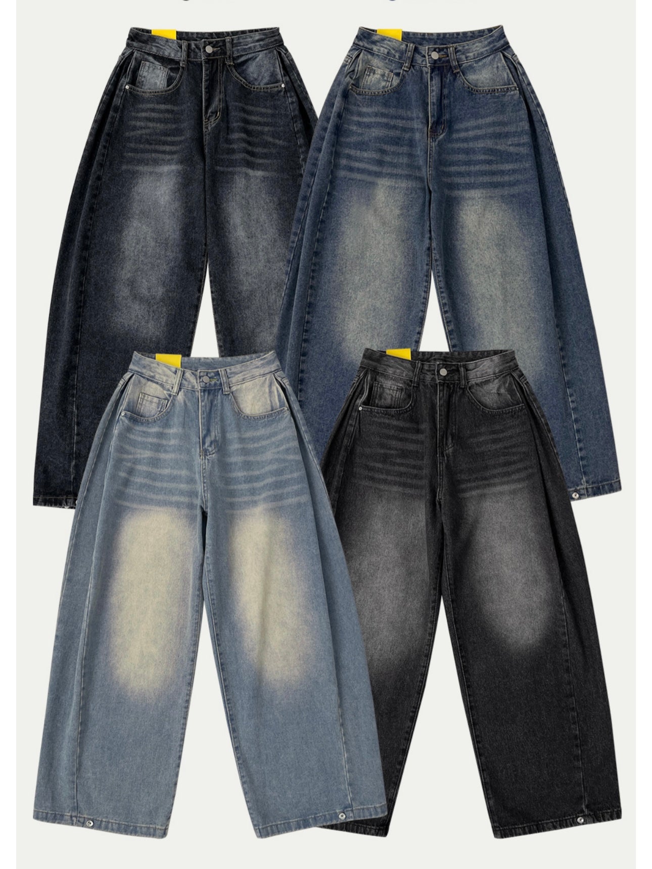 Folding wide denim pants