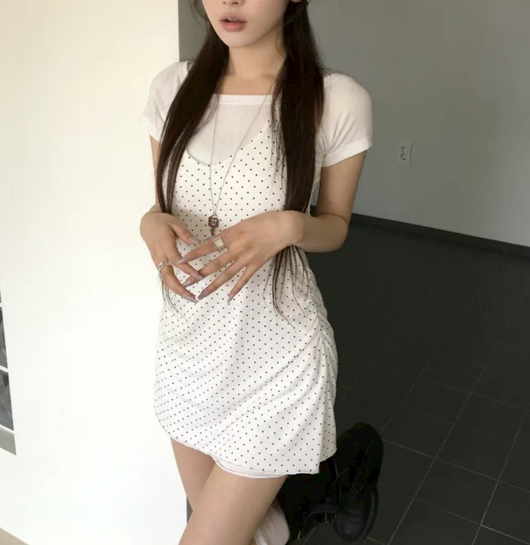 掛頸款波點連身裙Set