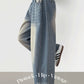 Folding wide denim pants