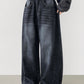 Folding wide denim pants