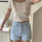 Roaming flower lace crop tee