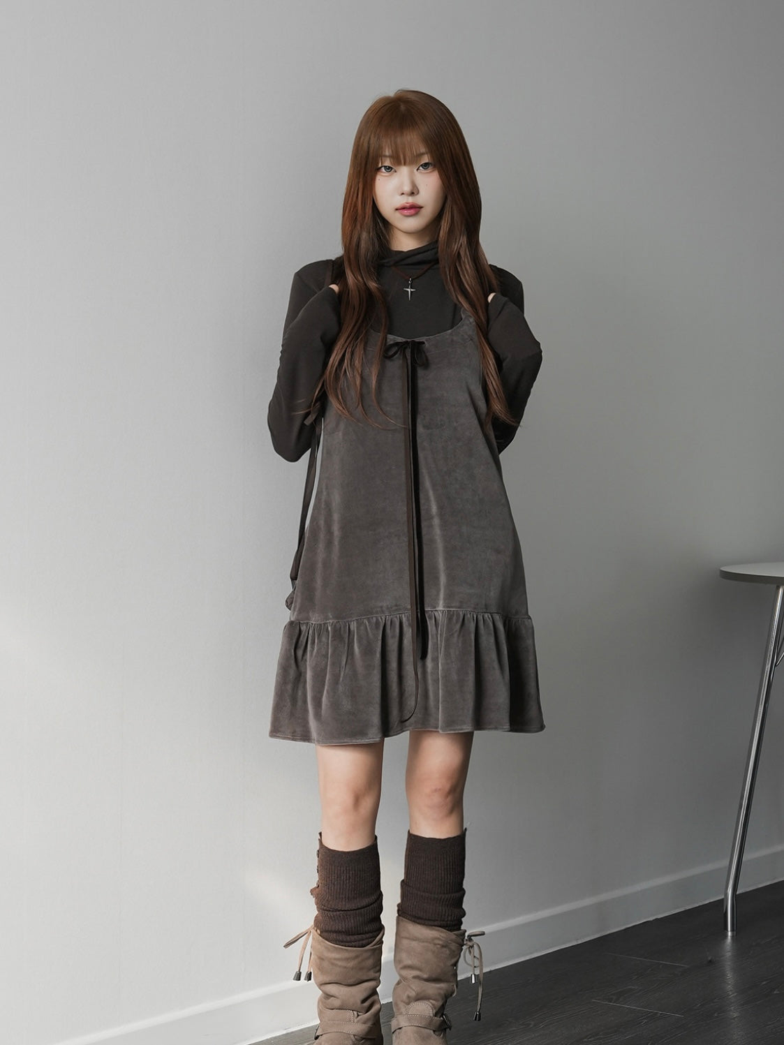 【絨面】robinie velvet mini dress