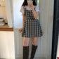 Ribbon plaid mini dress