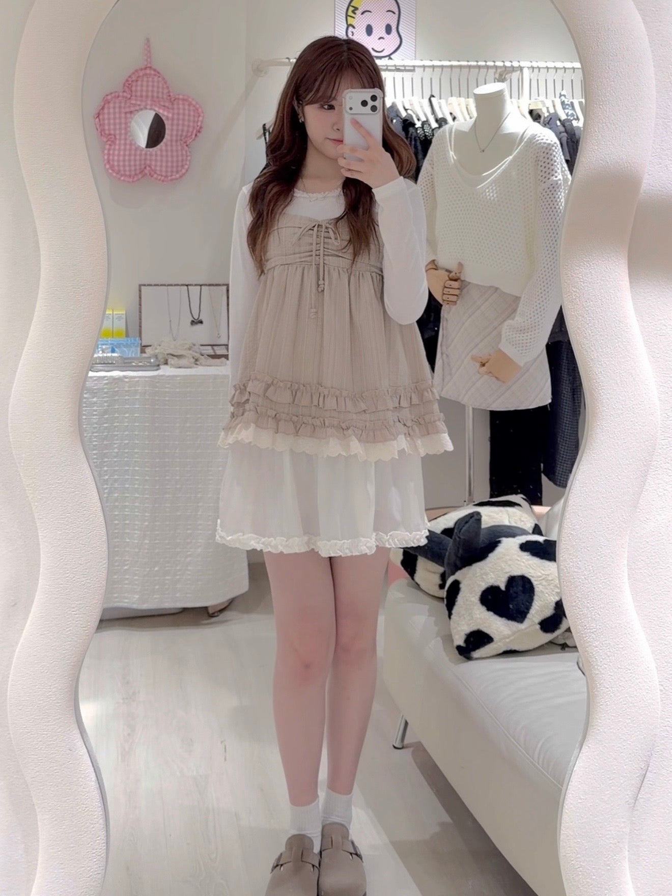 熱賣🌸混色直紋綁帶花邊背心