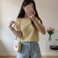 Ribbon boucle short sleeve knit