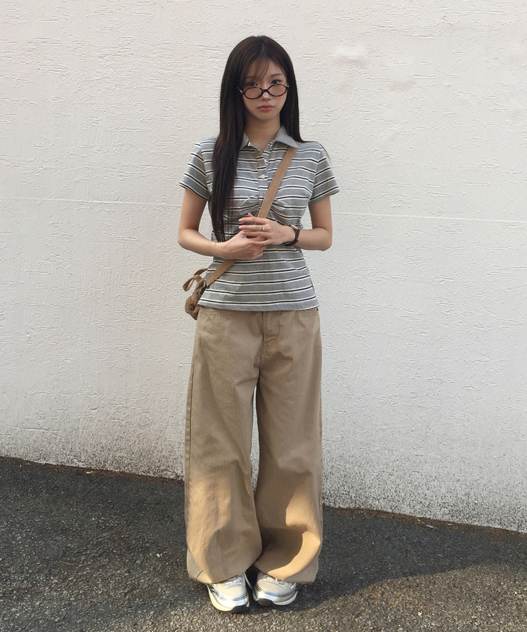 韓系型格Style!暗紋鉚釘闊褲