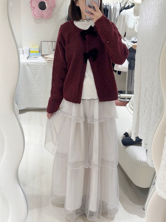 聖誕vibe🎄酒紅色針織開衫套裝