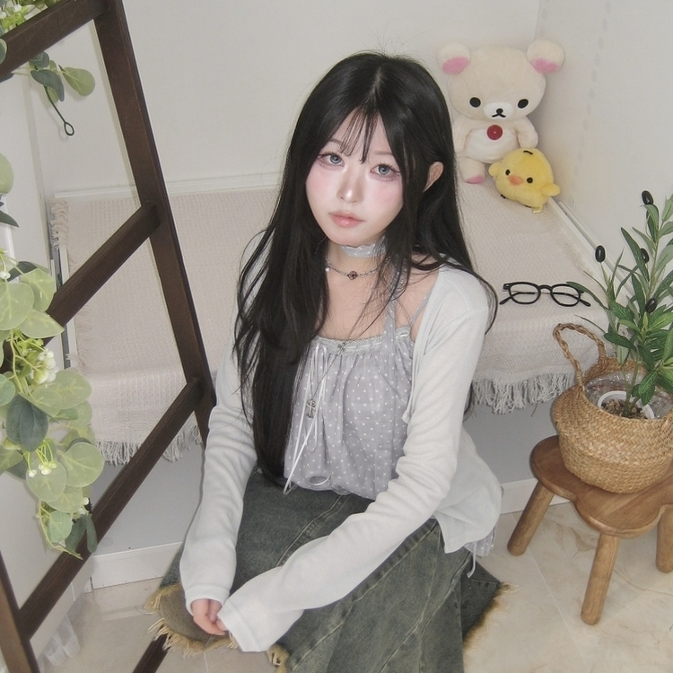 波點莎莎綁帶背心+外套Set