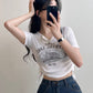 Vintage lake print crop tee