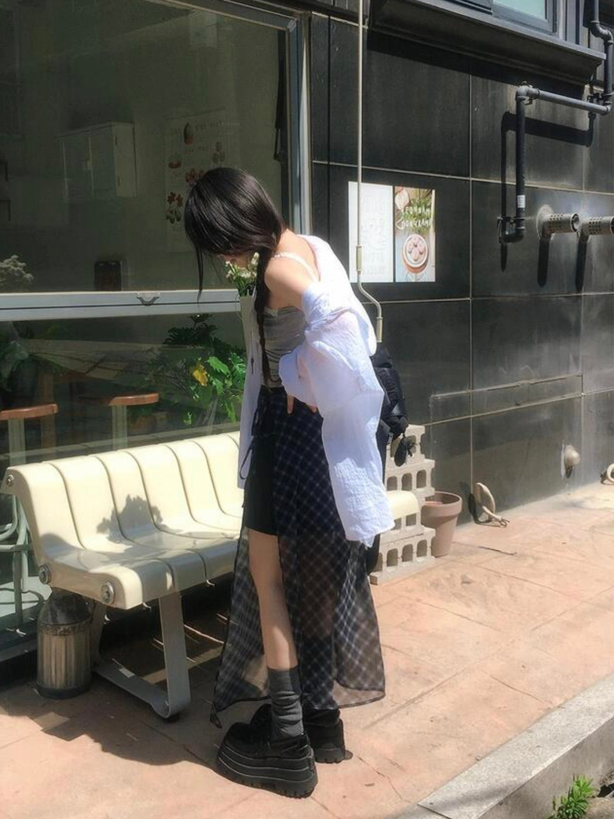 顯腳長!🌸菱格網紗長裙
