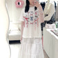 蝴蝶結Tee+絕美蕾絲拼接裙套裝