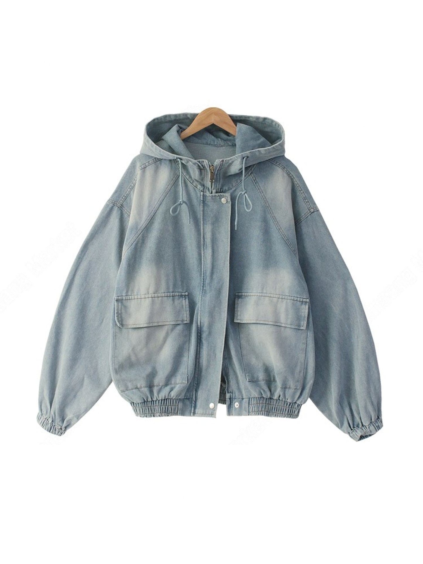 Lympic denim hood zip-up