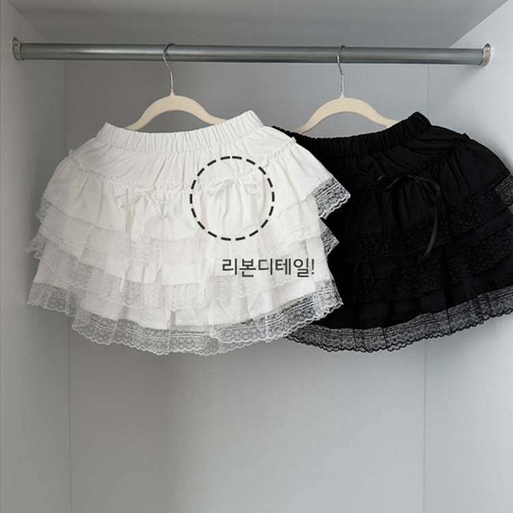 蝴蝶結蕾絲蛋糕短裙