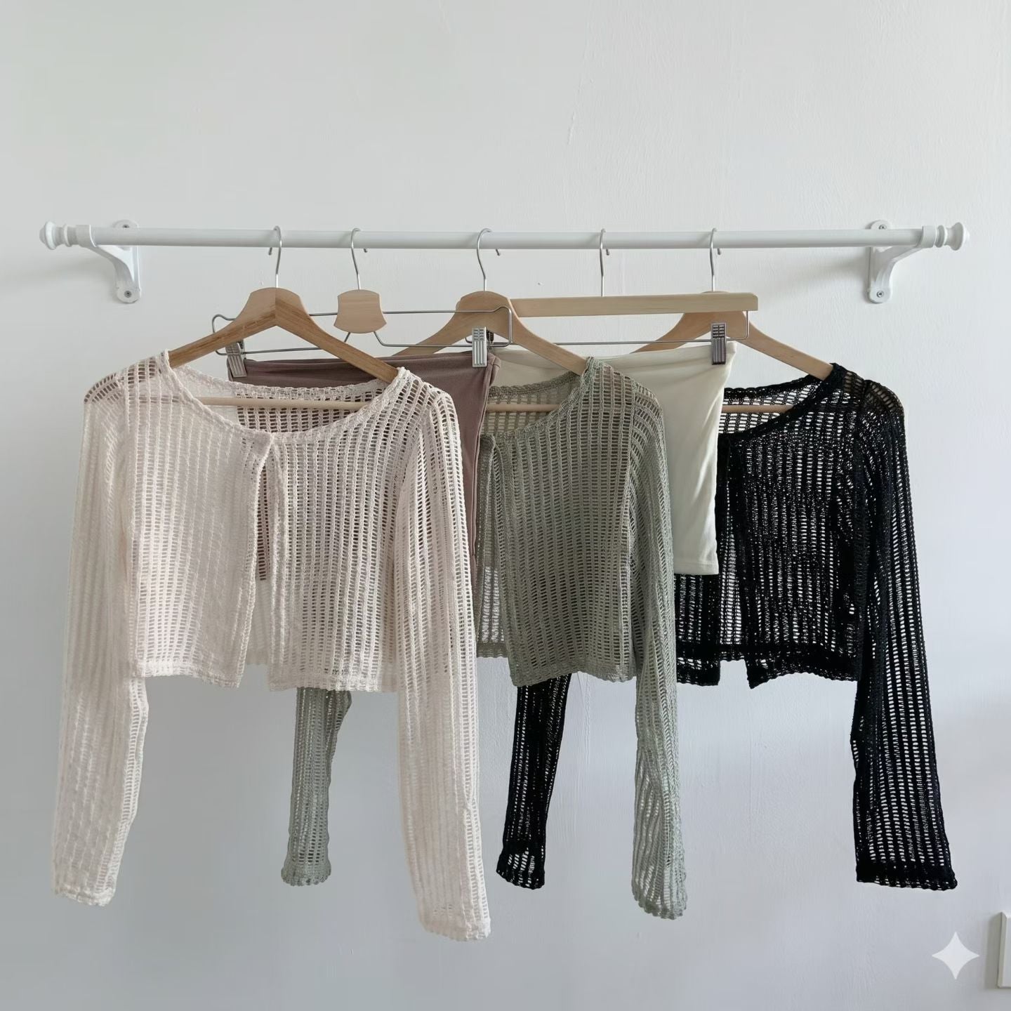 掛頸背心+網紋外套Set