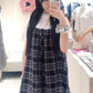 BB棉格紋綁帶小背心
