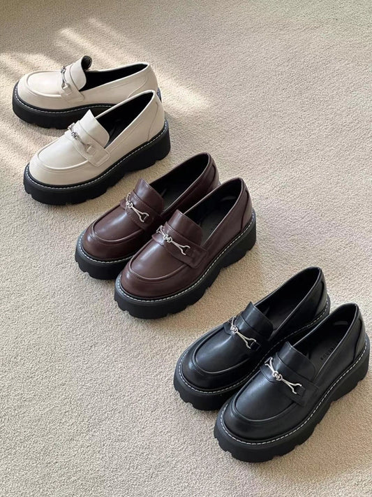 韓網大熱👞!銀扣厚底Loafer鞋