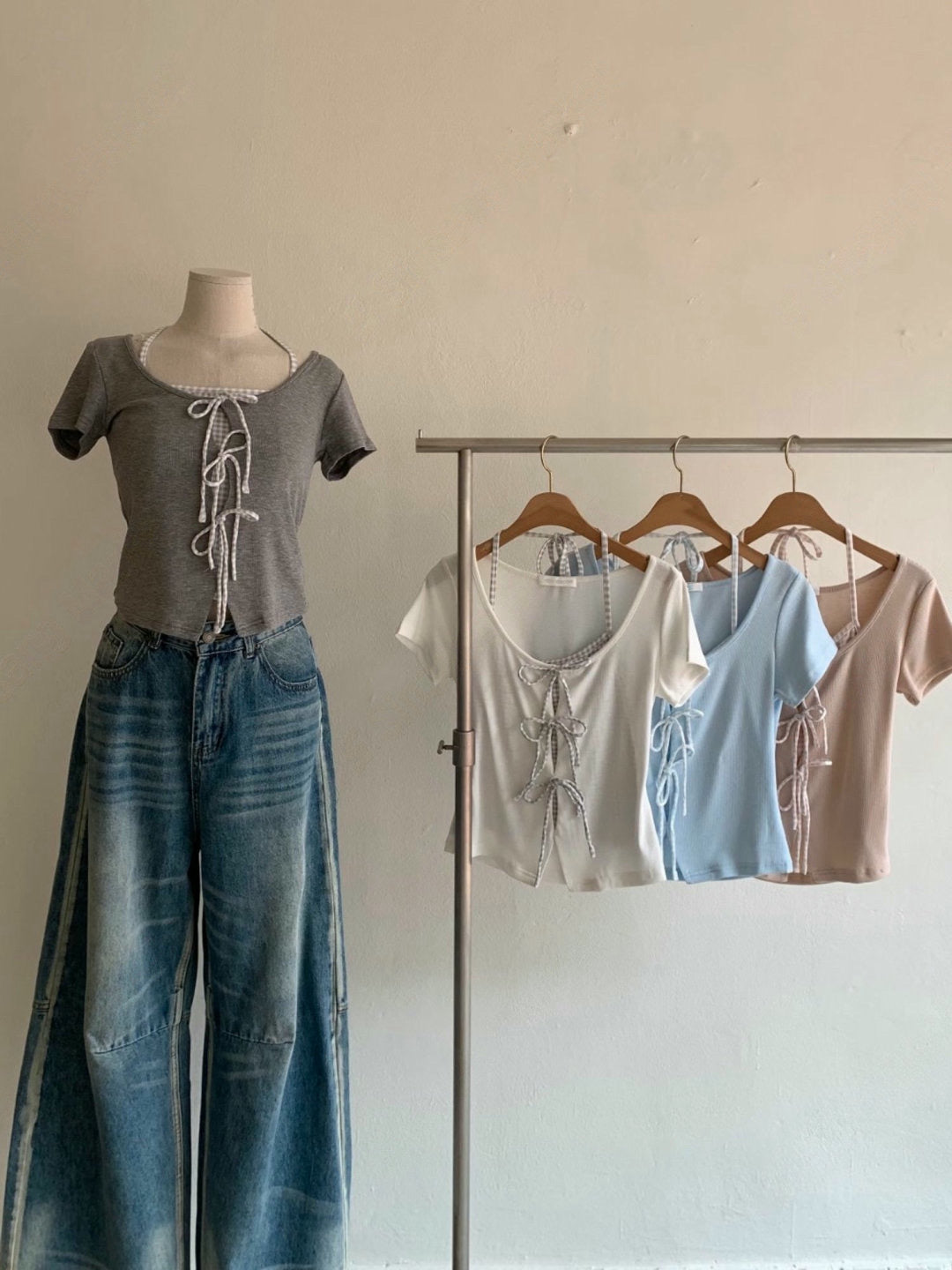 店主自留✨格仔掛頸綁帶上衣