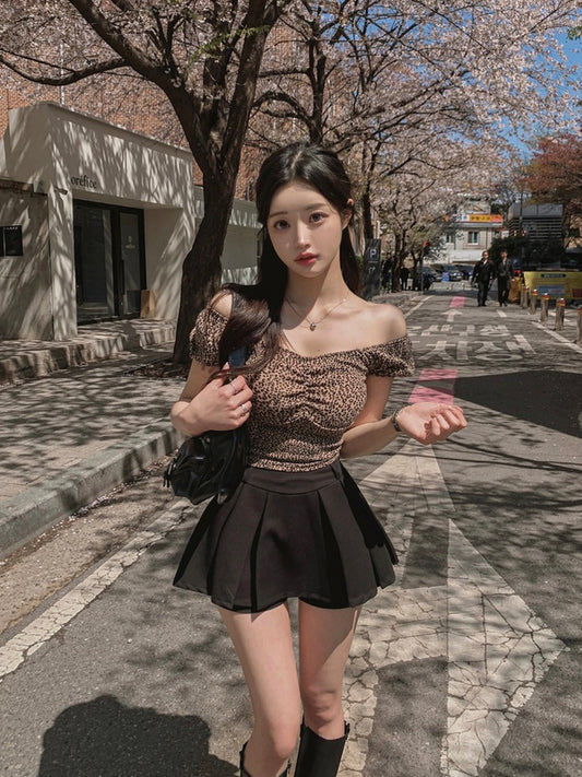 🐆今季豹紋大熱!!抓皺露肩tee
