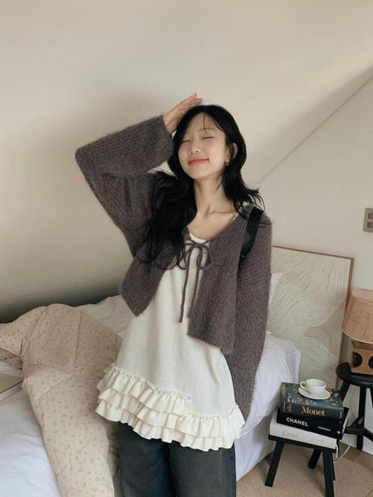 Fluffly ribbon cardigan