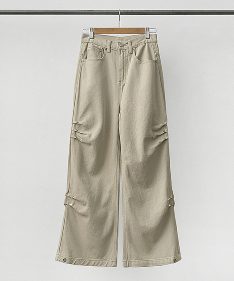 型格Style側打褶鉚釘牛仔褲