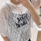 韓系字母蕾絲圓領短tee