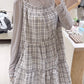 Ruffle tee+奶油格紋綁帶OPS