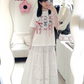 蝴蝶結Tee+絕美蕾絲拼接裙套裝
