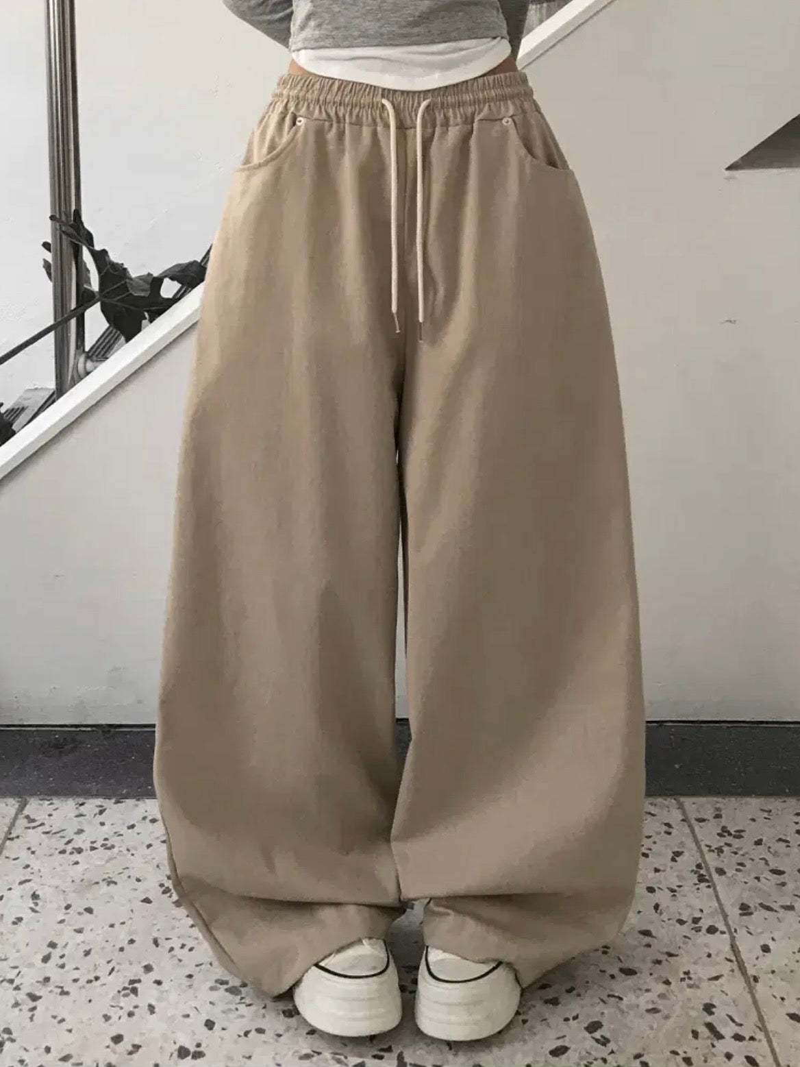 型格十字架鉚釘闊腳褲