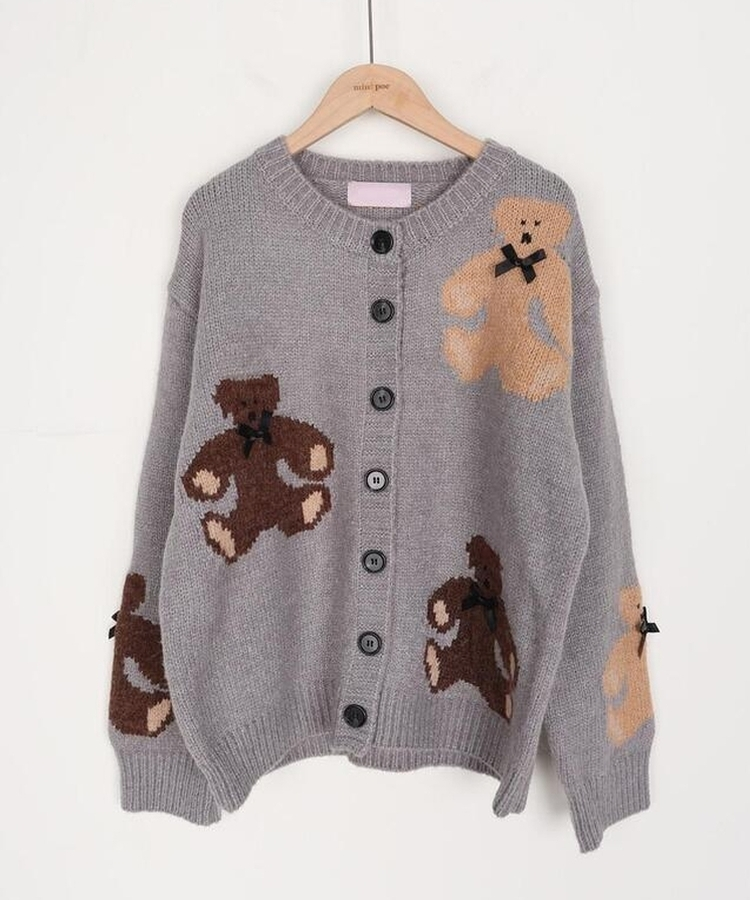 Teddy bear&Ribbon Cardigan