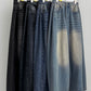 Folding wide denim pants