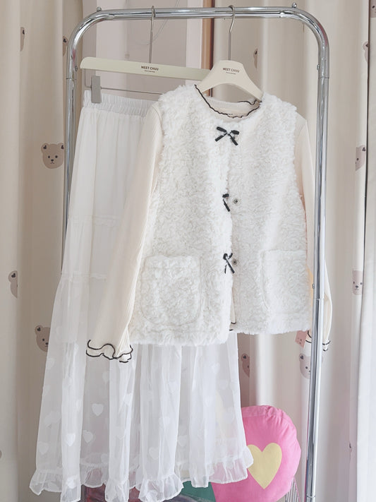 人氣Up!!✨毛毛蝴蝶結馬甲背心