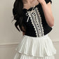 Ribbon corset puffed tee