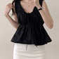 Plain frill bustier flare blouse