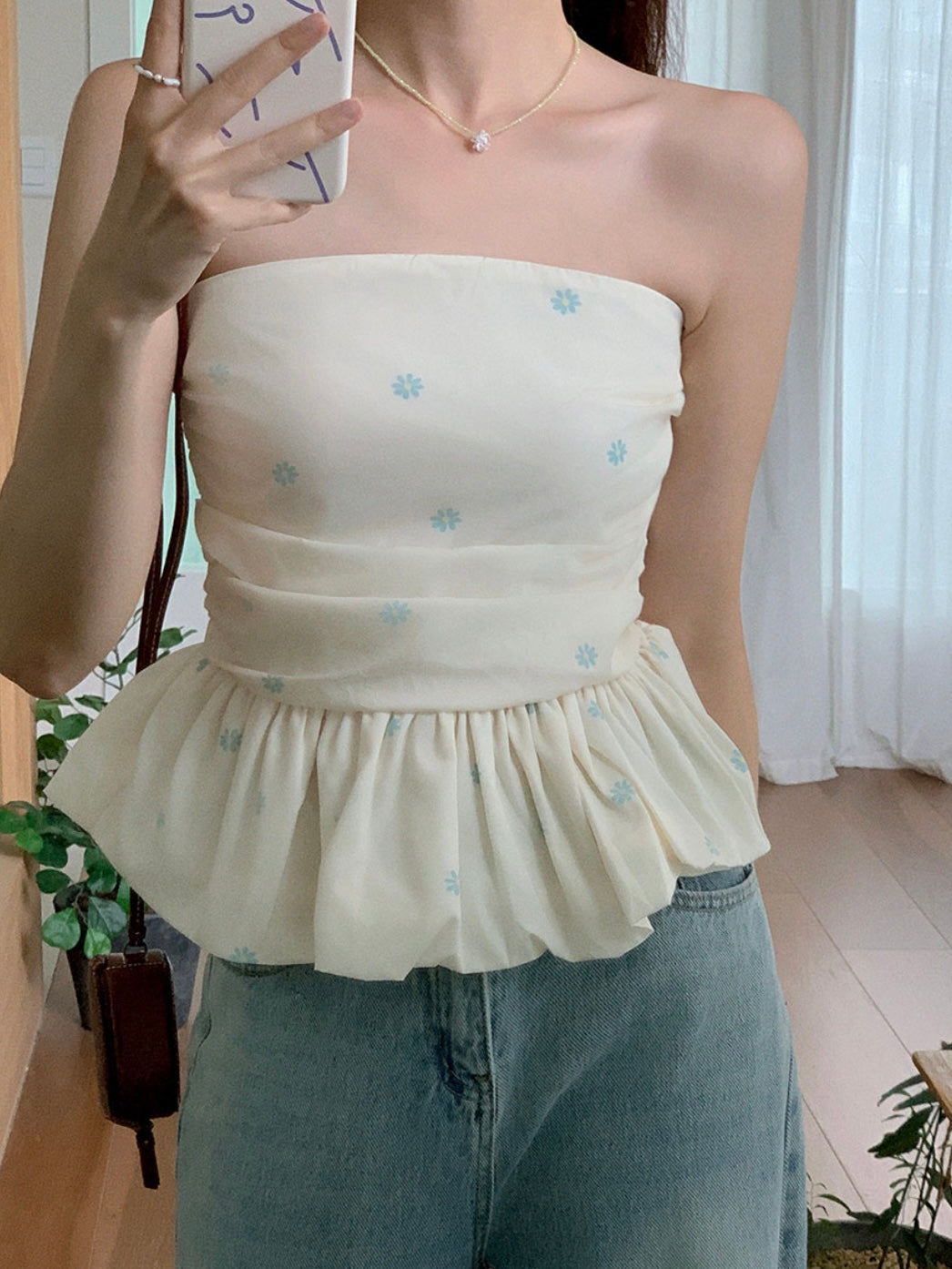 小清新雛菊泡泡tube top♡ꕀ