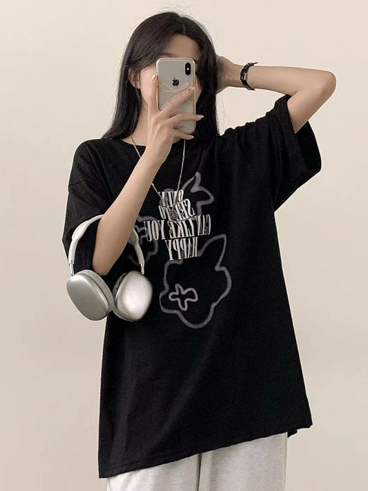 Y2K花花噴漆OS TEE