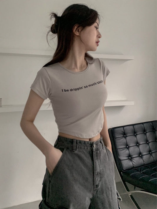 簡約字母Crop Tee