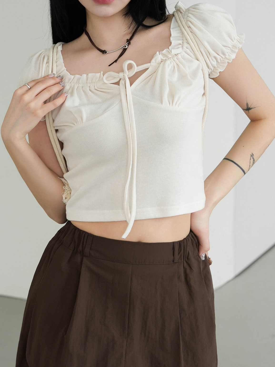 Laco shirring cropped tee