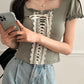 Ribbon corset puffed tee