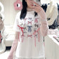 蝴蝶結Tee+絕美蕾絲拼接裙套裝