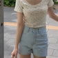 Roaming flower lace crop tee