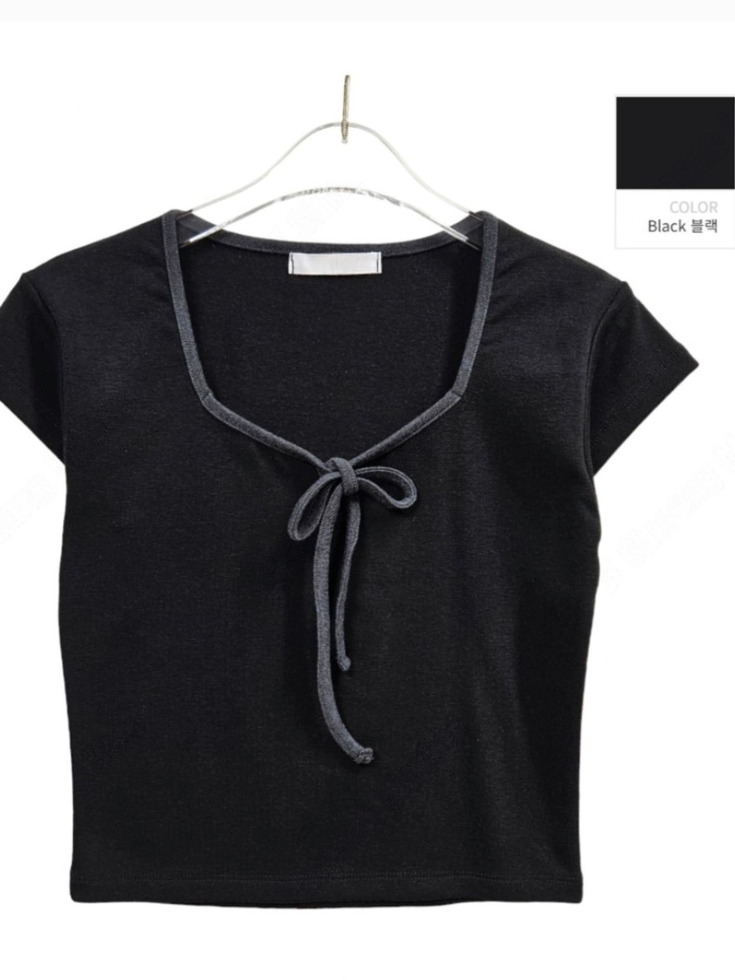 Ribbon basic crop tee