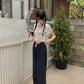 Full of ribbon denim pants