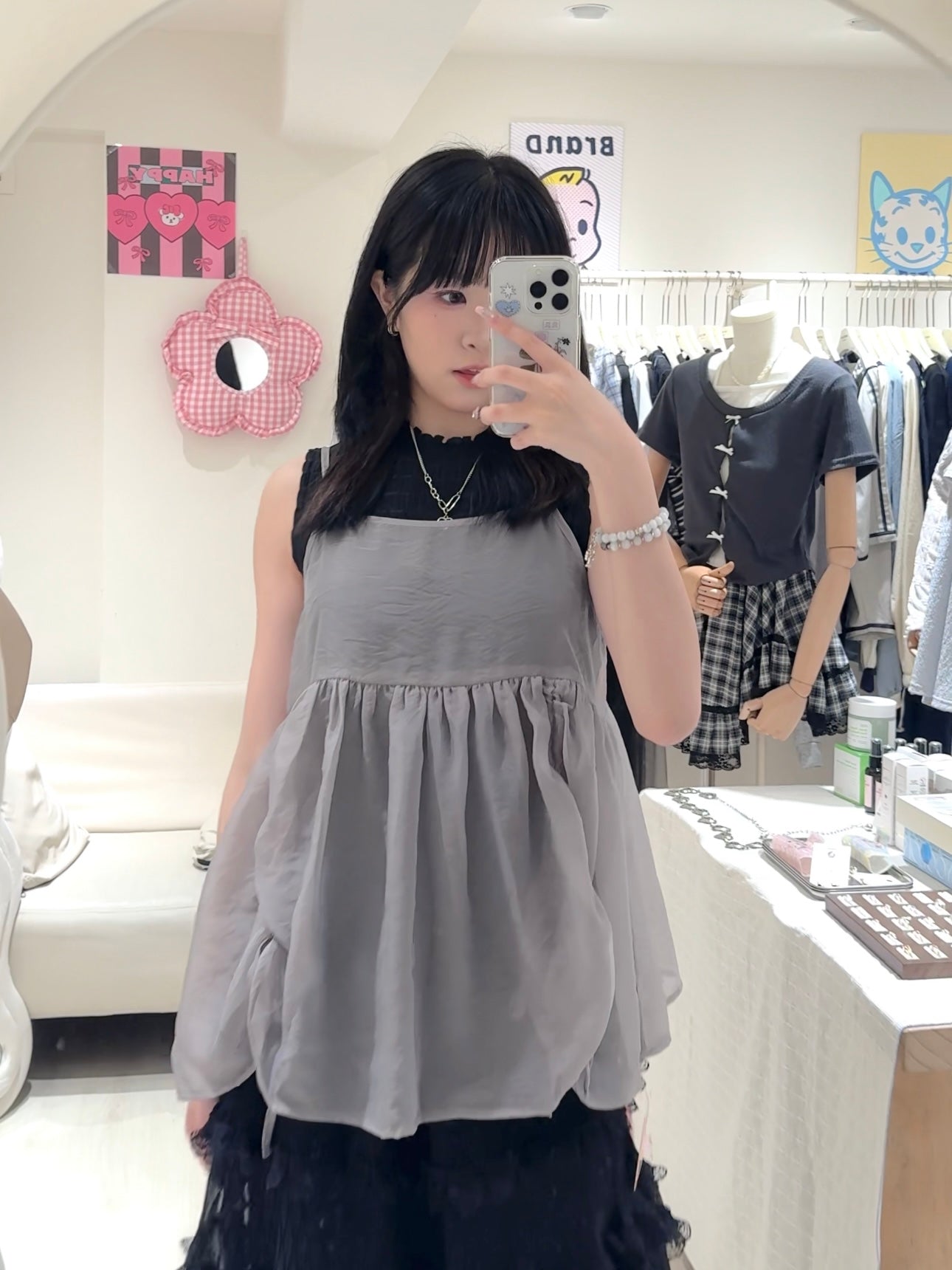 灰黑色日系透紗套裝🐈‍⬛🖤