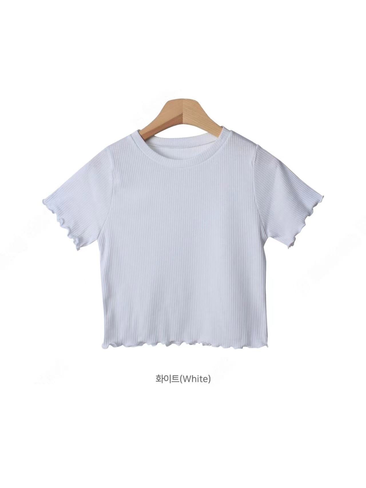 木耳邊喑直紋Basic tee